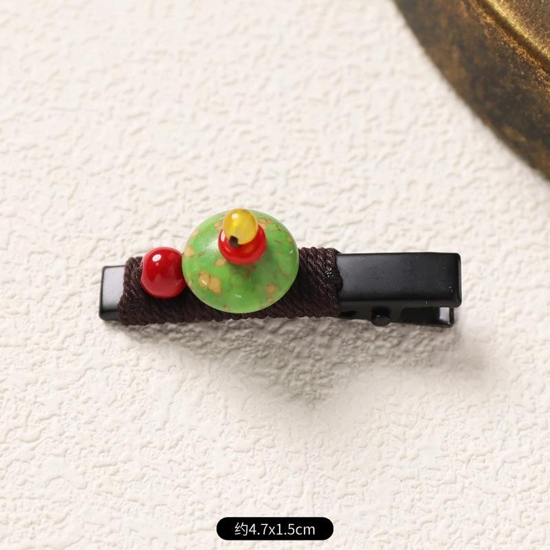 Retro Handmade Hairpin Niche Exquisite Woven Turquoise Beeswax Bangs Side Clip Tibetan Hair Jewelry