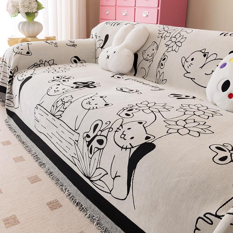 

Sofa cover cute wind 2025 new four-season universal sofa towel straight row three full cover sofa blanket 180*130cm