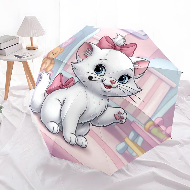 

1pc Cute White Kitten with Pink Bow Umbrella with Plastic Handle,Suitable for All Seasons Home Travel Outdoor Umbrellaptys31050