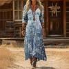 Creative Tie-dye Printing Women's New V-neck Long-sleeved Dress Medium and Long Dress