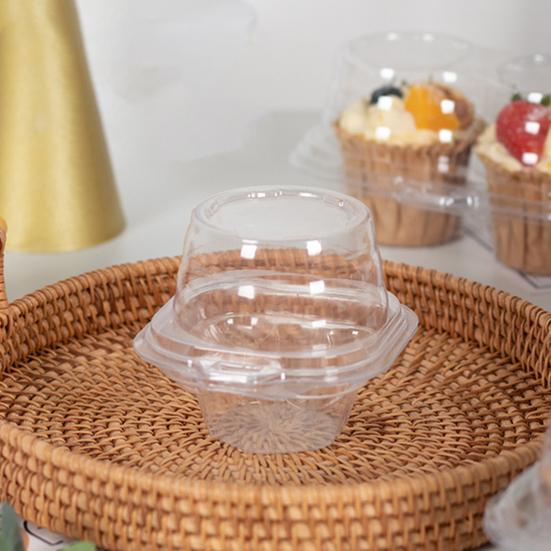 25/100Pcs Cake Packaging Box Transparent Muffin Cup Storage Container Stackable Reusable Design Cupcakes Cases