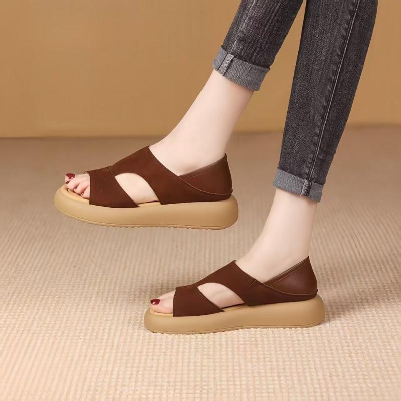 Summer New Soft-soled Two-wear Roman Sandals 2025 Thick-soled Large-size Casual Leopard Print Beach Sandals Women