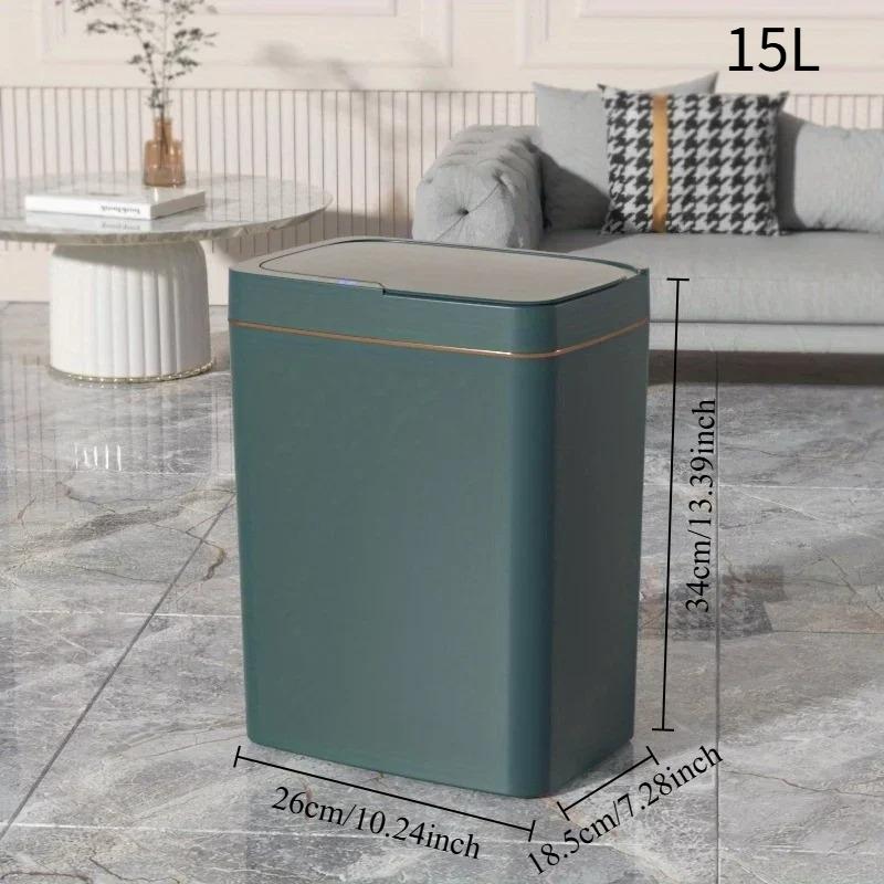 14L Smart Sensor Trash Can Flip-top Sorting Garbage Storage Box Household Wastebasket Kitchen Bathroom Bedroom Waste Collector
