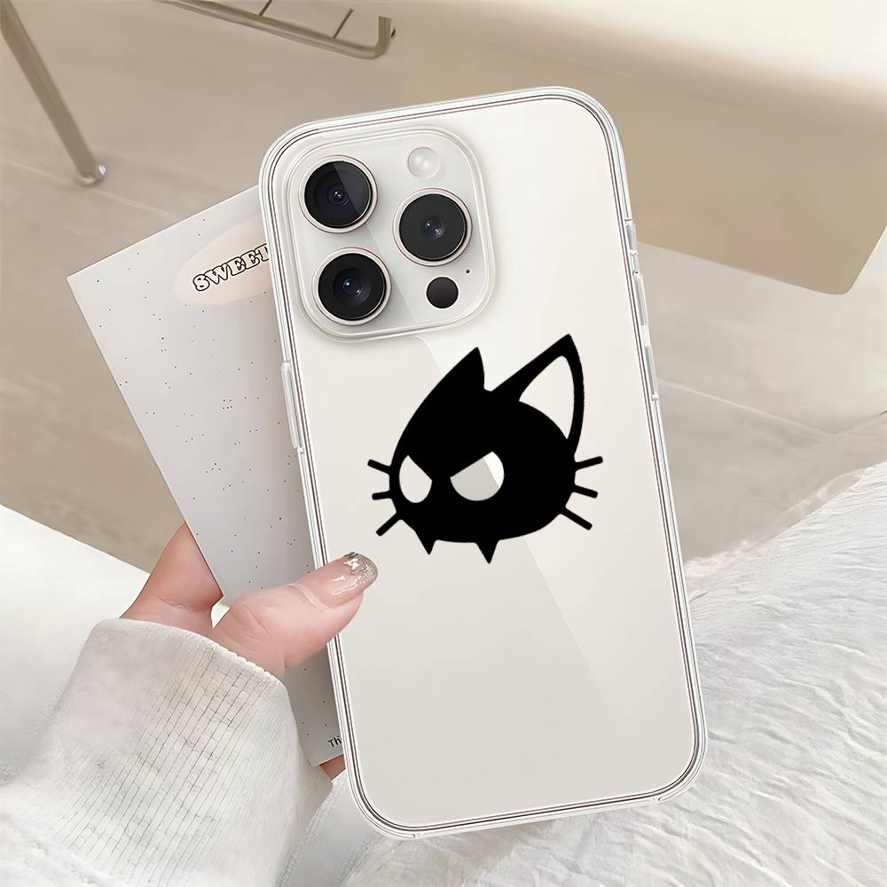 B-Black Cat Phone Case For Iphone17 16 15 11 13 14 Pro Max 7 8 Plus X Xr Xs Max Se2020 12mini Transparent Cov