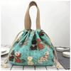 Japanese Cute Bento Bag Tote Handheld Canvas Lunch Bags Cartoon Anime Drawstring Bag Portable Foldable Holds Two Lunch Boxes