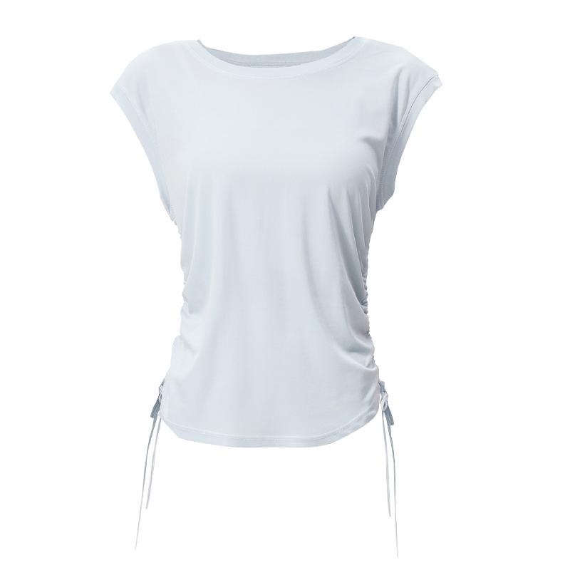 Women's Quick-Dry Slimming Sleeveless Tank Top with Side Drawstring for Running, Fitness, and Yoga