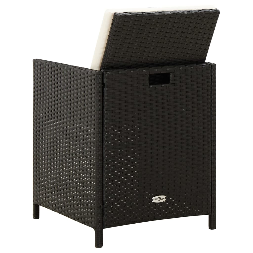 4 Piece Garden Chair and Footstool Set Poly Rattan Black