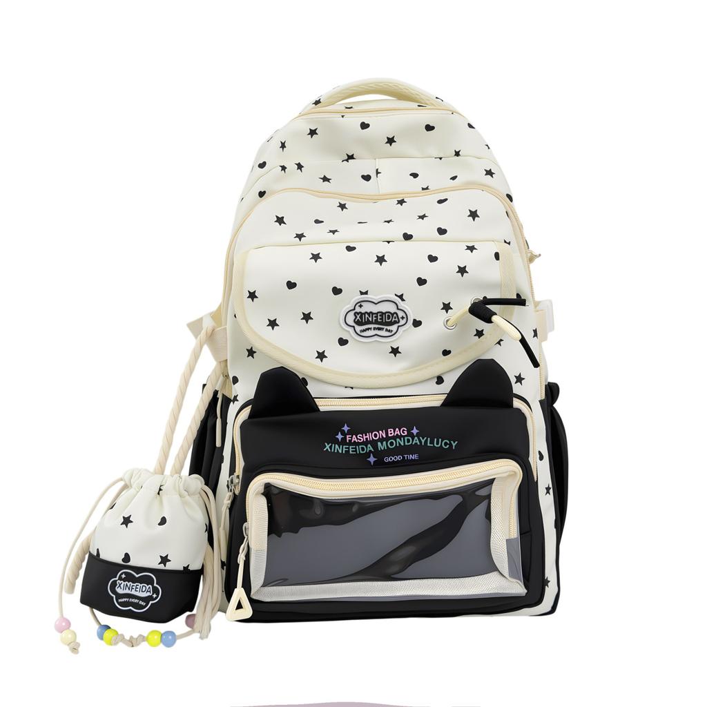 Schoolbag cute star cat junior high school student schoolbag large capacity high school student backpack small fresh girl pain bag baby bag