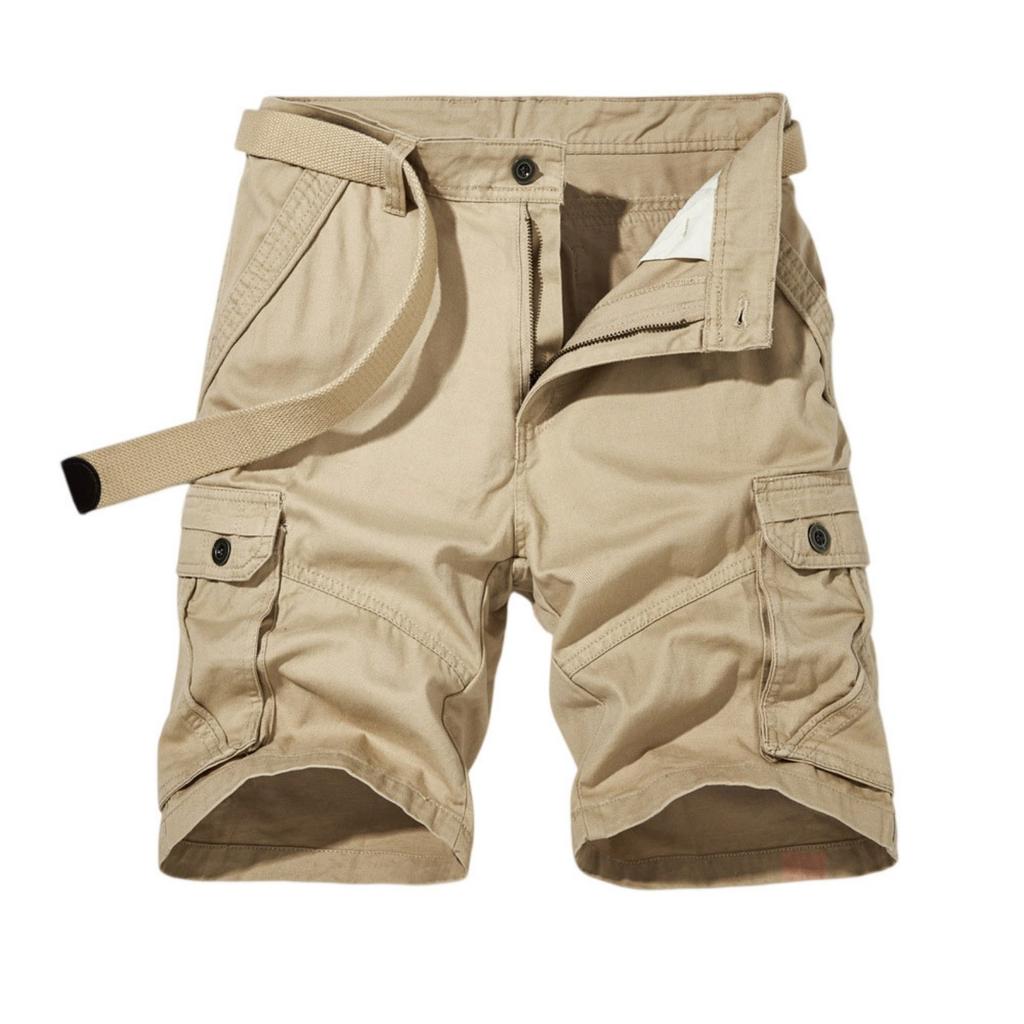Men's Cargo Shorts  Casual Loose Fit  Solid Color Shorts With Zipper And Multiple Pockets For Work And Sports