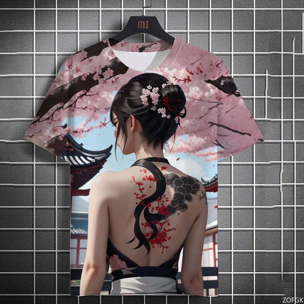 

3D Fashion Anime Style Sexy Beauty Pattern Printed Short Sleeved Loose Casual Round Neck Comfortable Personalized T-shirt 3XL