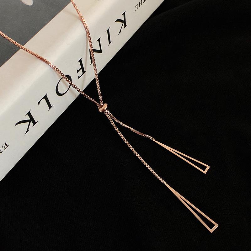 Simple Gold Silver Color Necklaces for Women Long Tassel Sweater Chains Pull Design Clavicle Necklace Jewelry