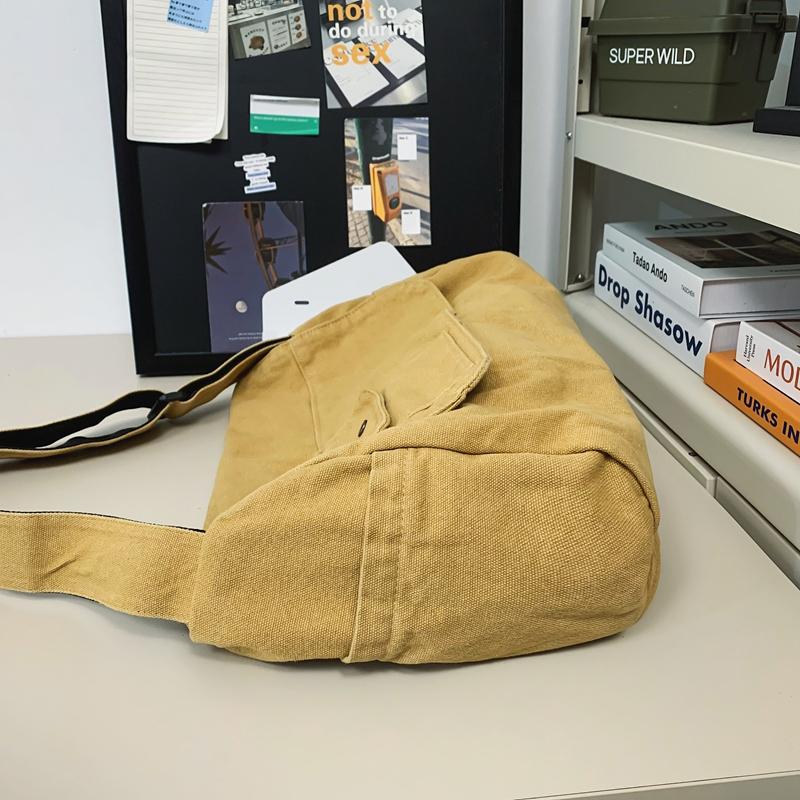 Geantă de pânză Geantă de umăr pentru bărbați Geantă pentru cărți pentru școală pentru studenți Geantă Messenger pentru femei de culoare uni