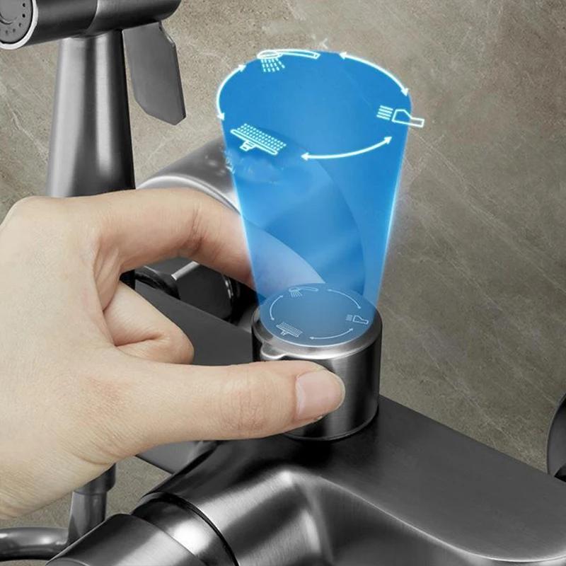 Shower Faucet With Spray Gun Bathroom Faucets Bath Mixing Valve Triple Cold and Hot Water Faucet Multifunctional Household Tap