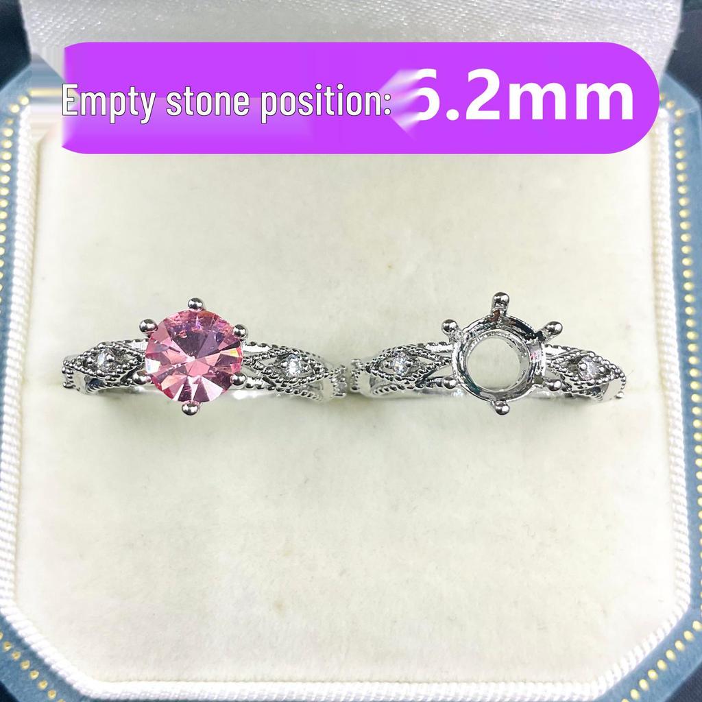 6.2mm Round Pointed Bottom Ring Setting for DIY Inlay Hua Zi Diamond Jewelry