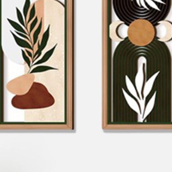 3 Pcs Boho Plant Wall Art Minimalist Botanical Bohemain Wall Sculpture Abstract Geometric Home Decor for Living Room Bedroom Office