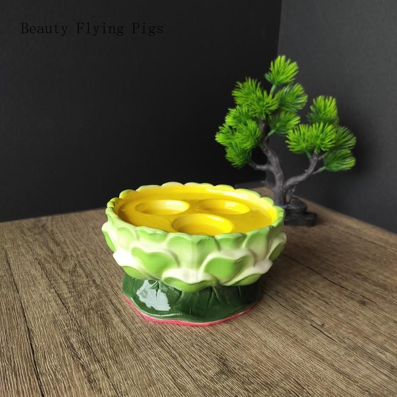 1PCS Ceramic Lotus Samsung Lamp Holder Household Candle Holder Lamp Disc Three Hole Lamp Holder