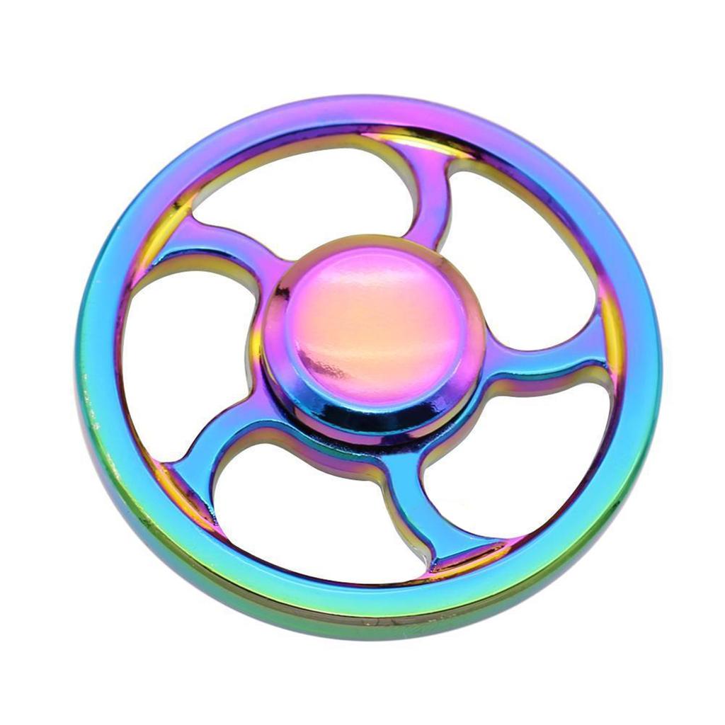 Regenbogen Farbe Aluminium Rad Runde Hand Finger Spinner Zappeln EDC Fokus Spielzeug Gyro