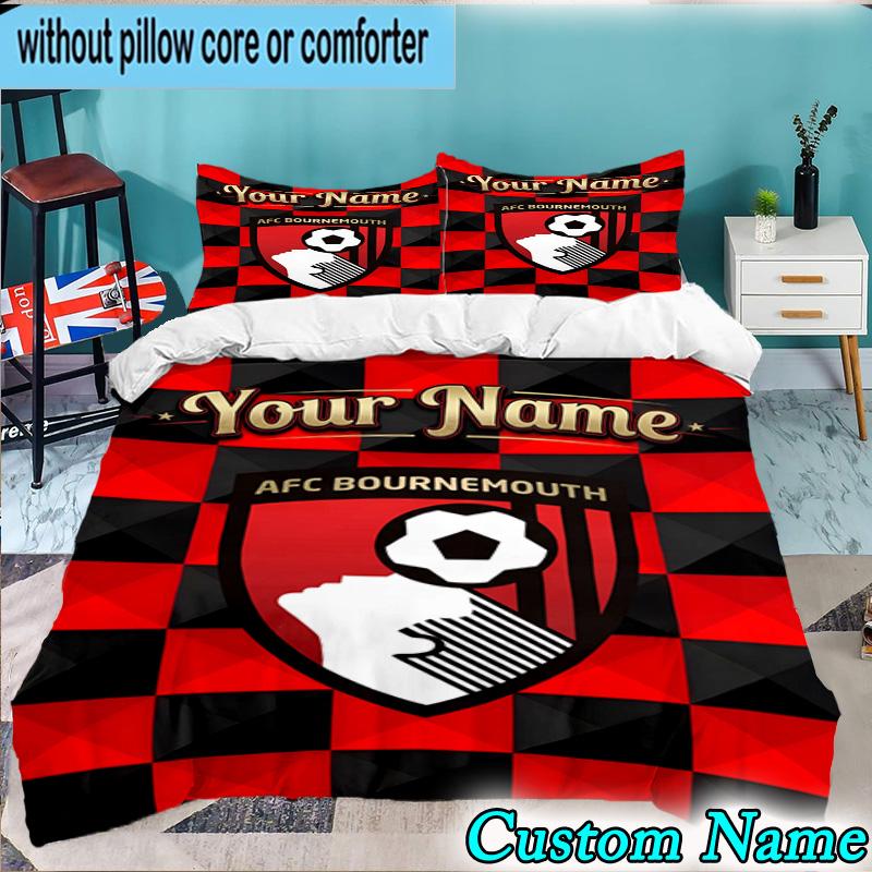 Custom Name Bournemouth Football Club 3PCS Bedding Set For Bedroom Dormitory,Including 1pc Duvet Cover And 2pcs Pillowcases Large size Fan gift