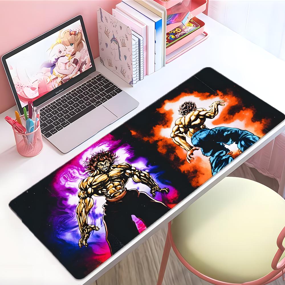 Strong Fighting Anime BBaki The Grappler Mouse Pad Large Thick Desk Pad Stitched Edges Gaming Mouse Mat For Pc