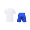 Li-Ning Creative Geometric Line Color Block V-Neck Short Sleeve Tie Waist Shorts Casual Sports Set Unisex sets AAYU269-2+AKYT063-2