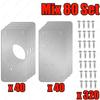 2-100Set Stainless Steel Hinge Fixing Plate Kit Cabinet Door Hinge Repair Plate Bracket with Mounting Screw Furniture Tools