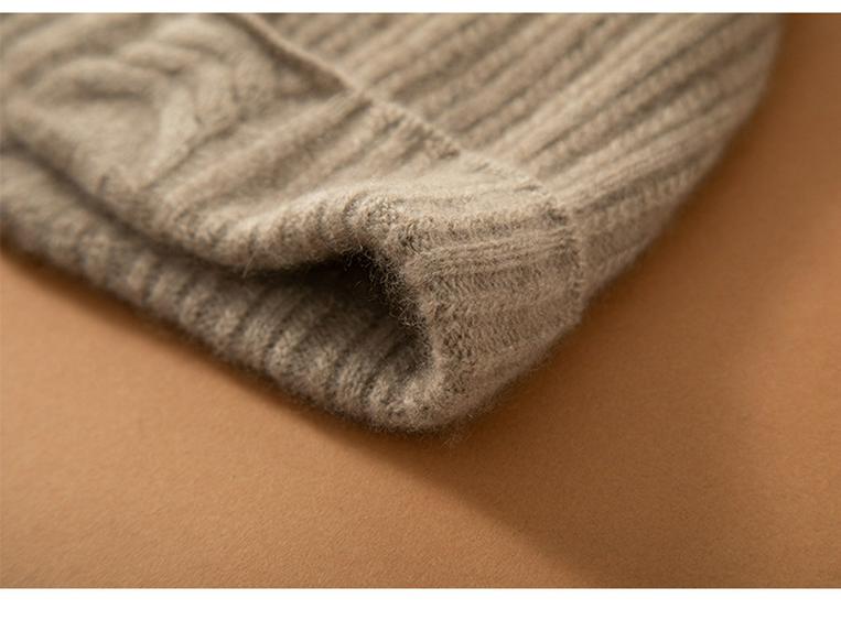 Women's British Style Pure Cashmere Knitted Hat: Solid Color, Ear Protection, Warm for Autumn and Winter.