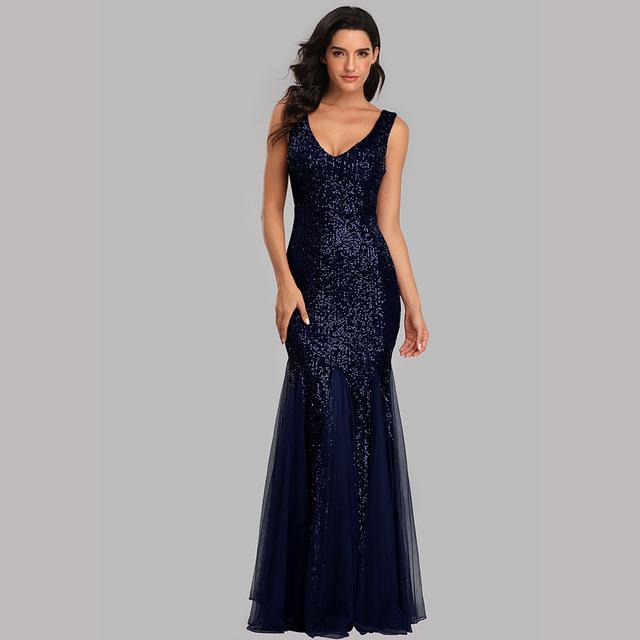 Fishtail evening dress V-neck   new dress