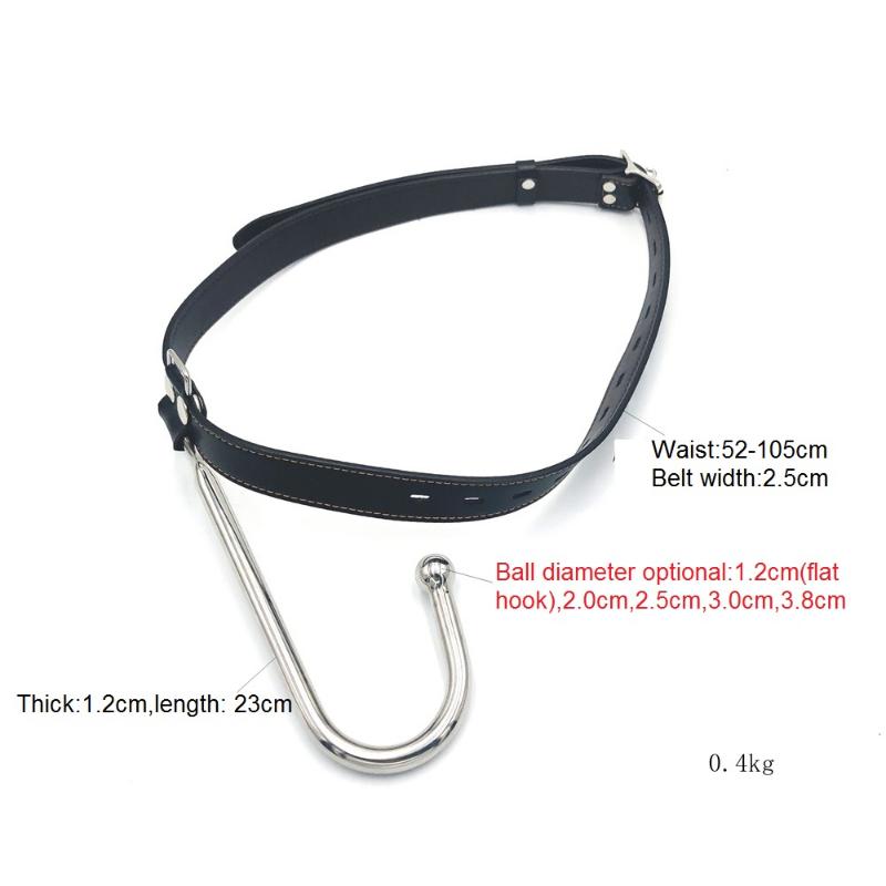 Sexspielzeug Verstellbarer Keuschheitsgürtel aus Leder mit Analhaken aus Edelstahl in 4 Größen, BDSM-Bondage-Fesseln, Butt Plug, Sexspielzeug