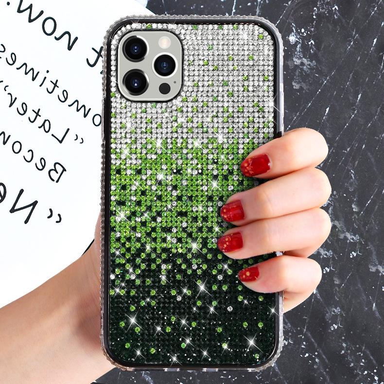 Creative Gradient Rhinestone iPhone Case for 13, 16, XS Max, XR, SE, and 17