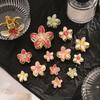 3Pcs Women Hair Claw Enamel Surface Anti-slip Teeth Flower Shape Back Head Hair Clip Lightweight Hair Accessory