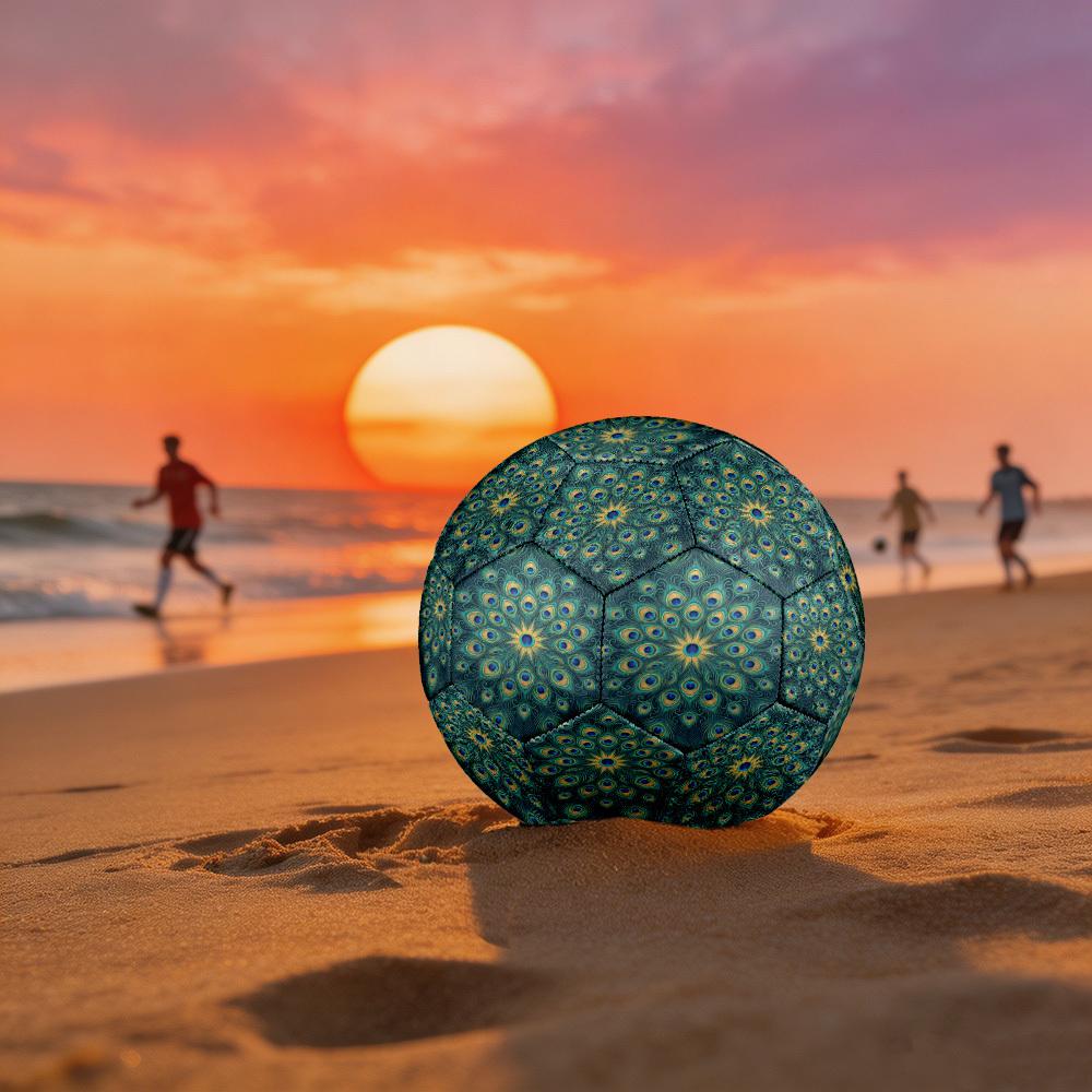 1pc Peacock Feather Theme Soccer Ball Football, Size 5, Lightweight PVC, Outdoor Training Soccer Ball,Gift C6565