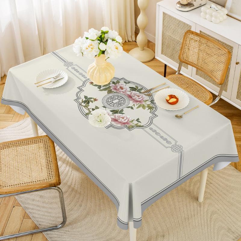 1pc Plant Printed PVC Dining Table Tablecloth Waterproof and Oil Resistant Rectangular Table Coffee Table Cloths Anti Scalding Scratch Resistant