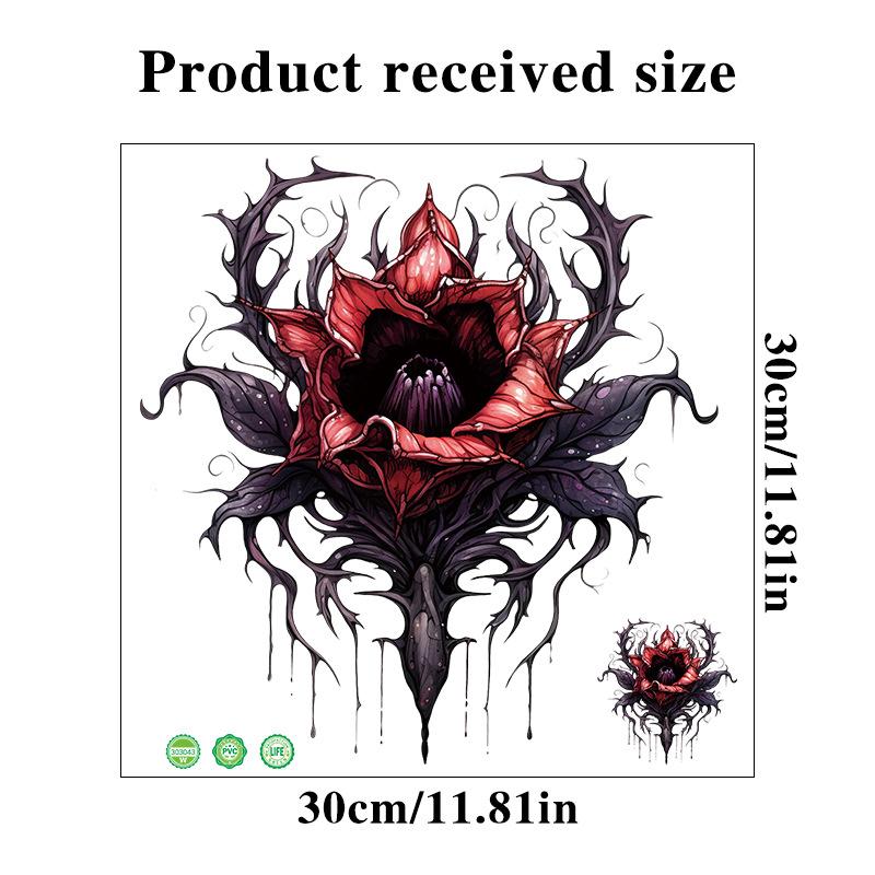 Evil Chomper Flower Wall Stickers Halloween Decor Peel and Stick Vinyl Art for Bedroom Bathroom Cabinet Home Decoration