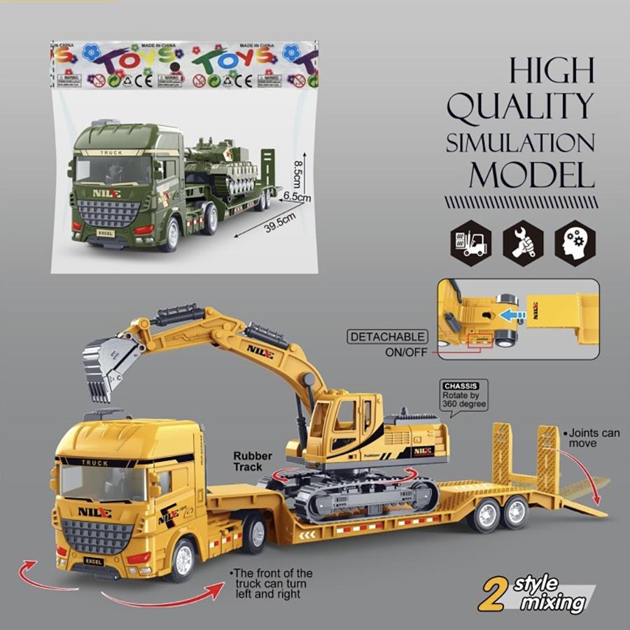 Semi-carrier Container Engineering Set Vehicle Excavator Transport Truck Model Inertial Car Education Toys Gift for Children
