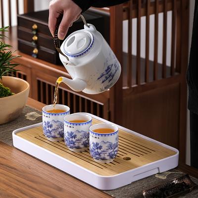 Set Chinese Antique Style Tea Set 1100ml/27.20oz Teapot And 6pcs Teacups Blue And White Porcelain Drinking Set Home Decor Room Decor Gifts