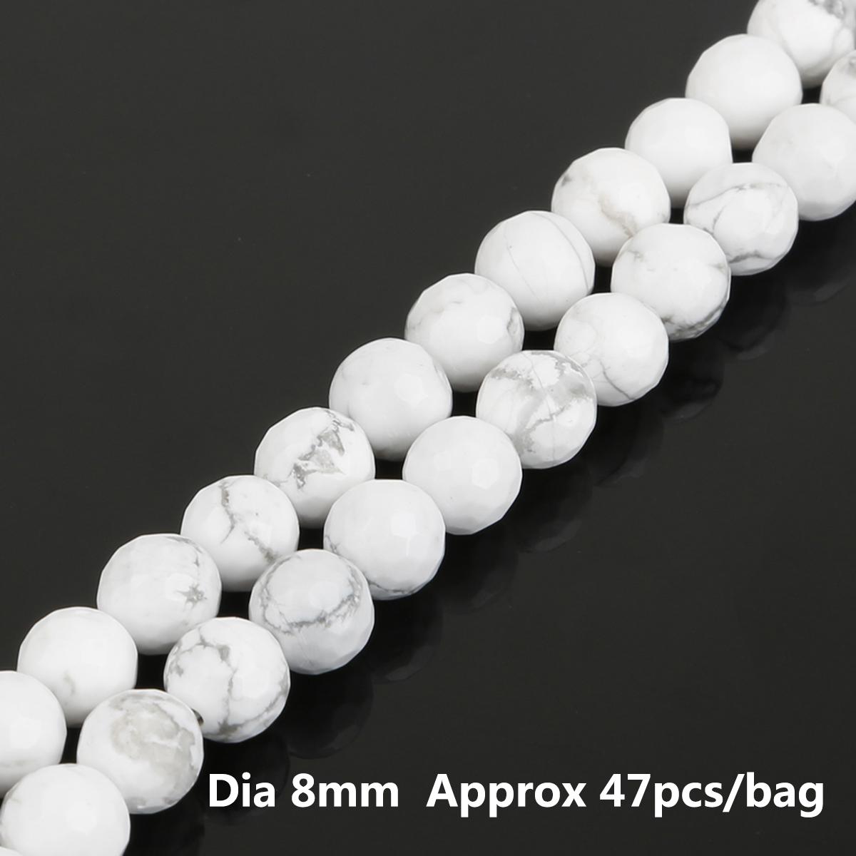 

Натуральный камень граненый белый говлит круглые свободные бусины для изготовления ювелирных изделий DIY браслеты 15 дюймов нить 8mm 47pcs