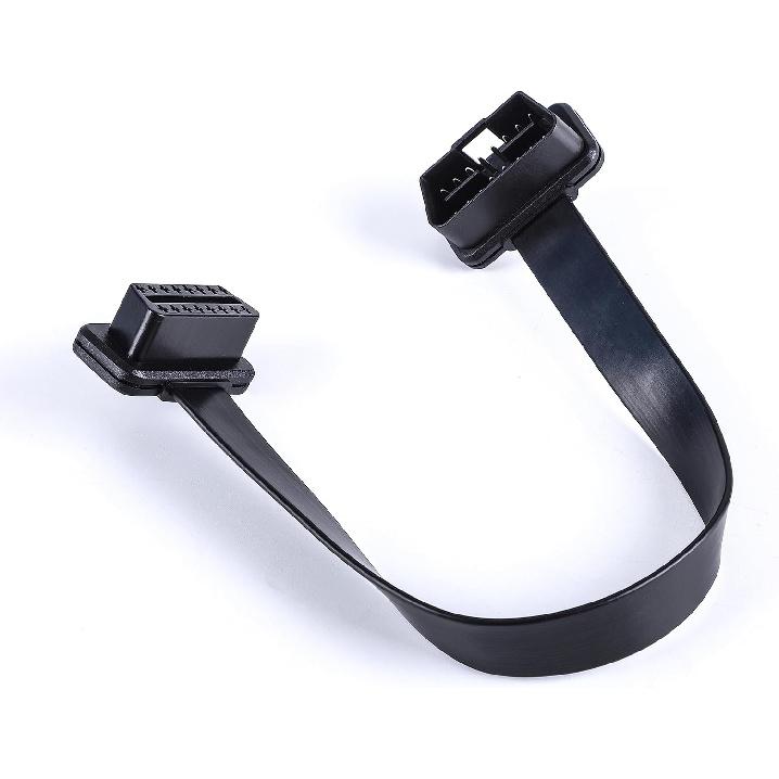 Low Profile OBD 2 OBD Ii Male To Female Ribbon Extension Diagnostic Cable 16P Connected Fully For Scan Tool Code Reader 1Ft/30Cm