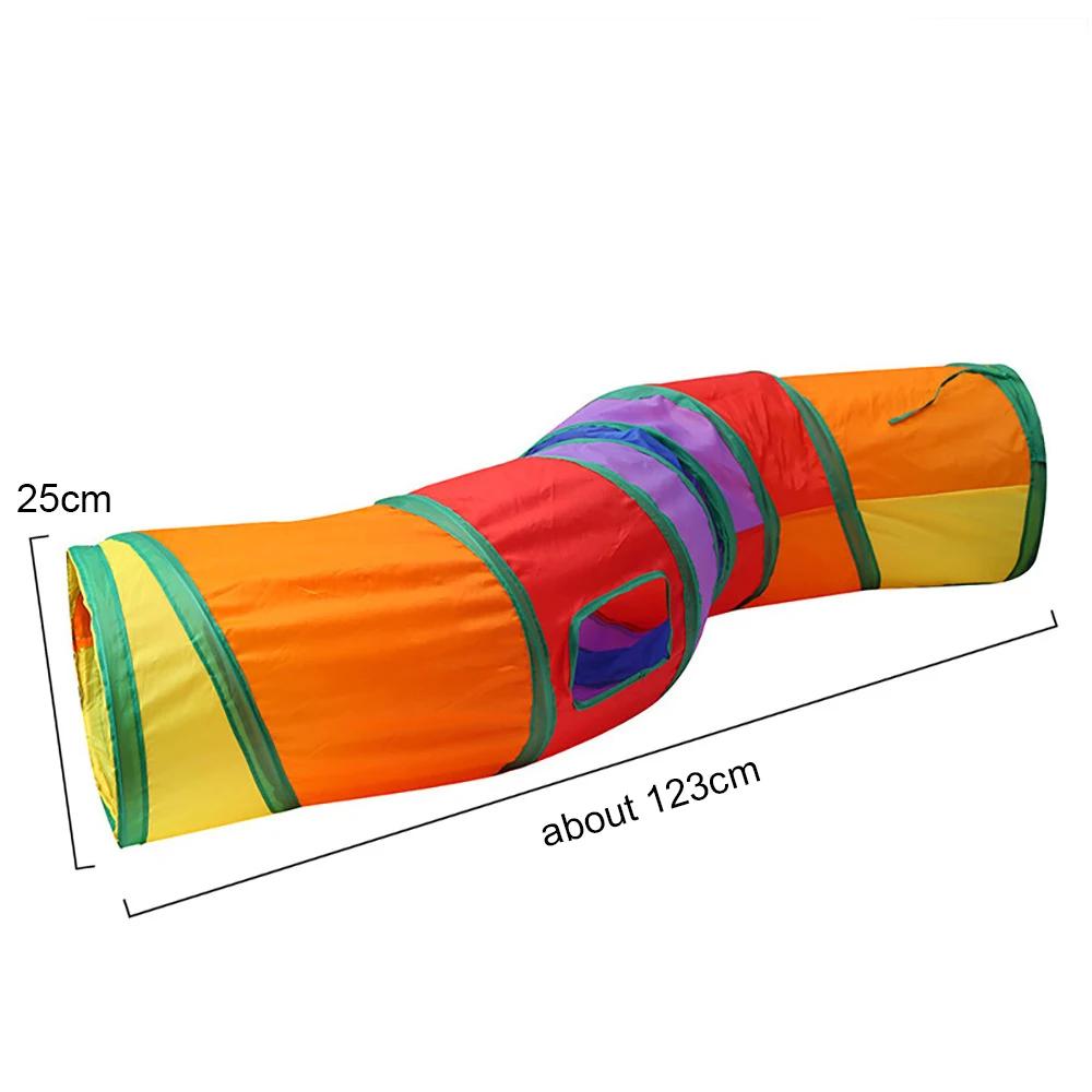 Interactive Pet Toy Rainbow Cat Tunnel Foldable Cat Dog Playground Running Track Drill Barrel Rolling Dragon Tunnel Pet Supplies Decor