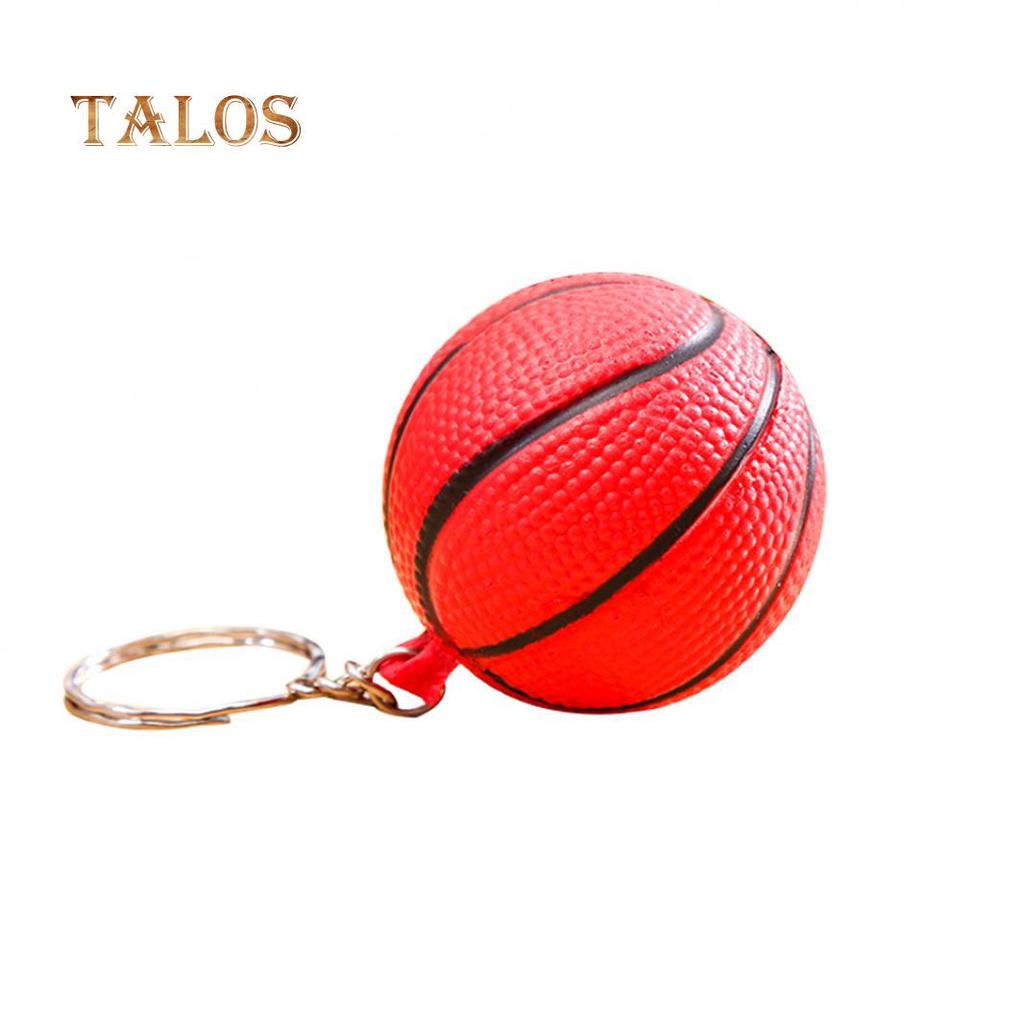 Cute Basketball Shape Sport Stress Ball Link Keychain Key Ring Bag Ornament Suspension Trinket