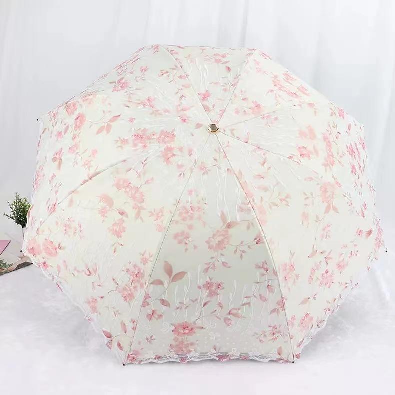 Umbrella lace with UV protection for women, parasol pocket windproof, waterproof, sun and rain, travel  umbrella for women