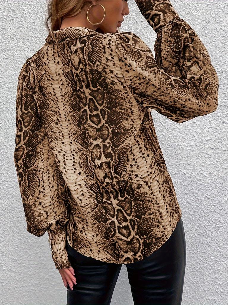 New Fashion Elegant Leopard Print Long Sleeve Cardigan Shirt Top
