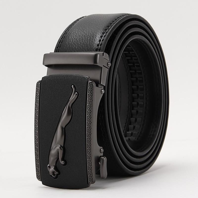 Frosted Automatic Buckle Edge Two-Layer Cowhide Belt, Business And Leisure Men'S Trendy Belt