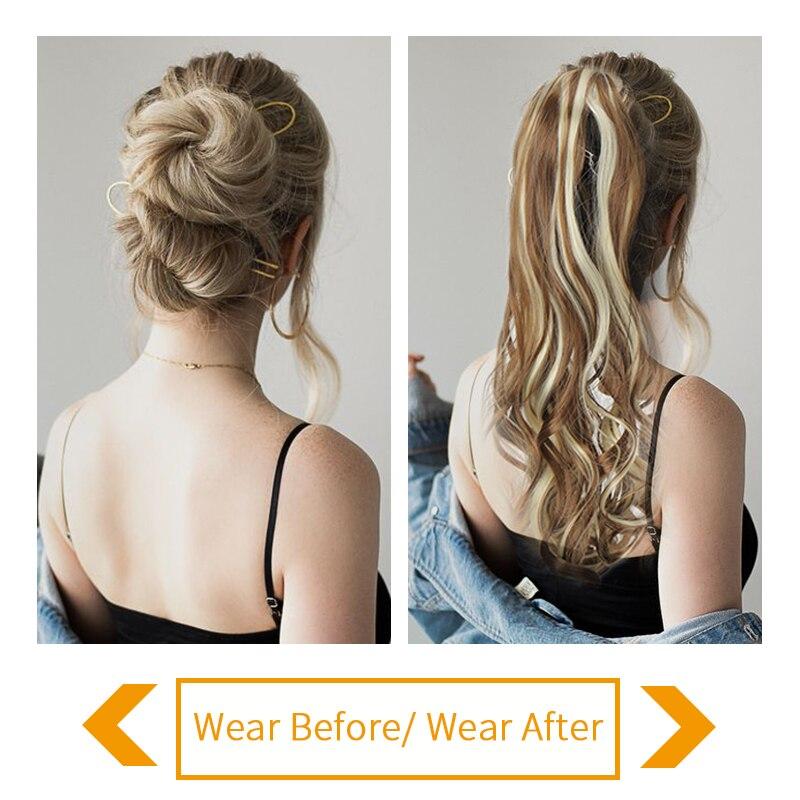 Coada de cal Păr fals 22" Postă de păr coadă de cal cu agrafe Extensii de păr din coadă de cal sintetică LUPU