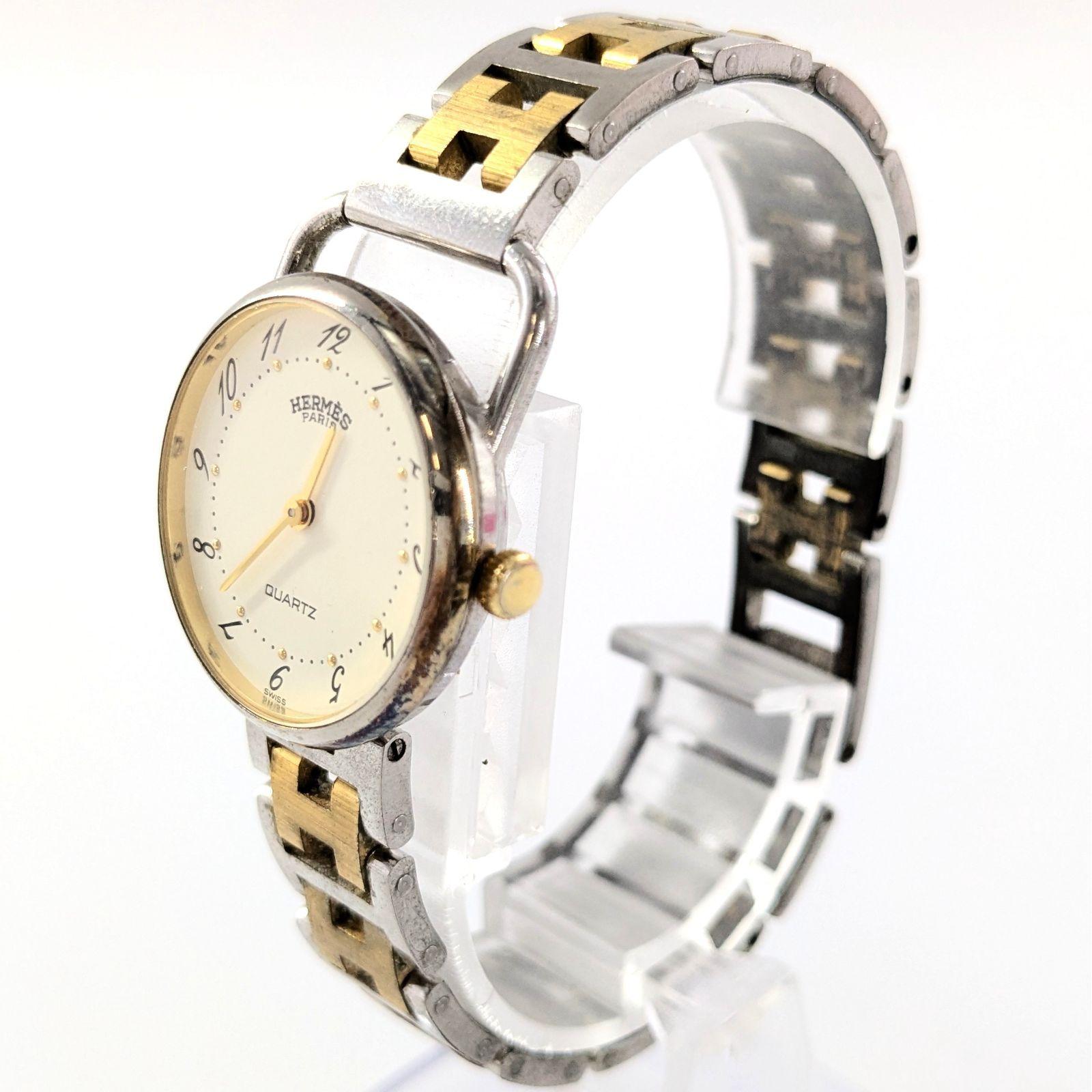 Used HERMES SS/QZ Arceau Ivory Dial Ladies Watch Working Product [QG-45]