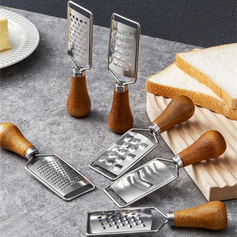 Portable Steel Cheese Shredding Gadget Multipurpose Vegetable Grater Essential Kitchens Tool With Nonslip Wood Handle