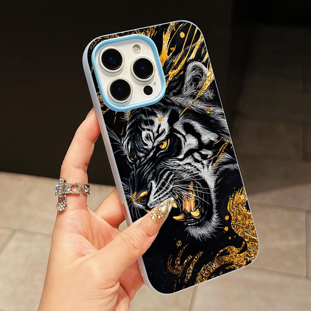 

Tiger Neon Jelly Double layer Light Blue Mobile Phone Case for iPhone 17 16 15 14 13 12 11 Air Pro Max Plus Protective iPhone 15