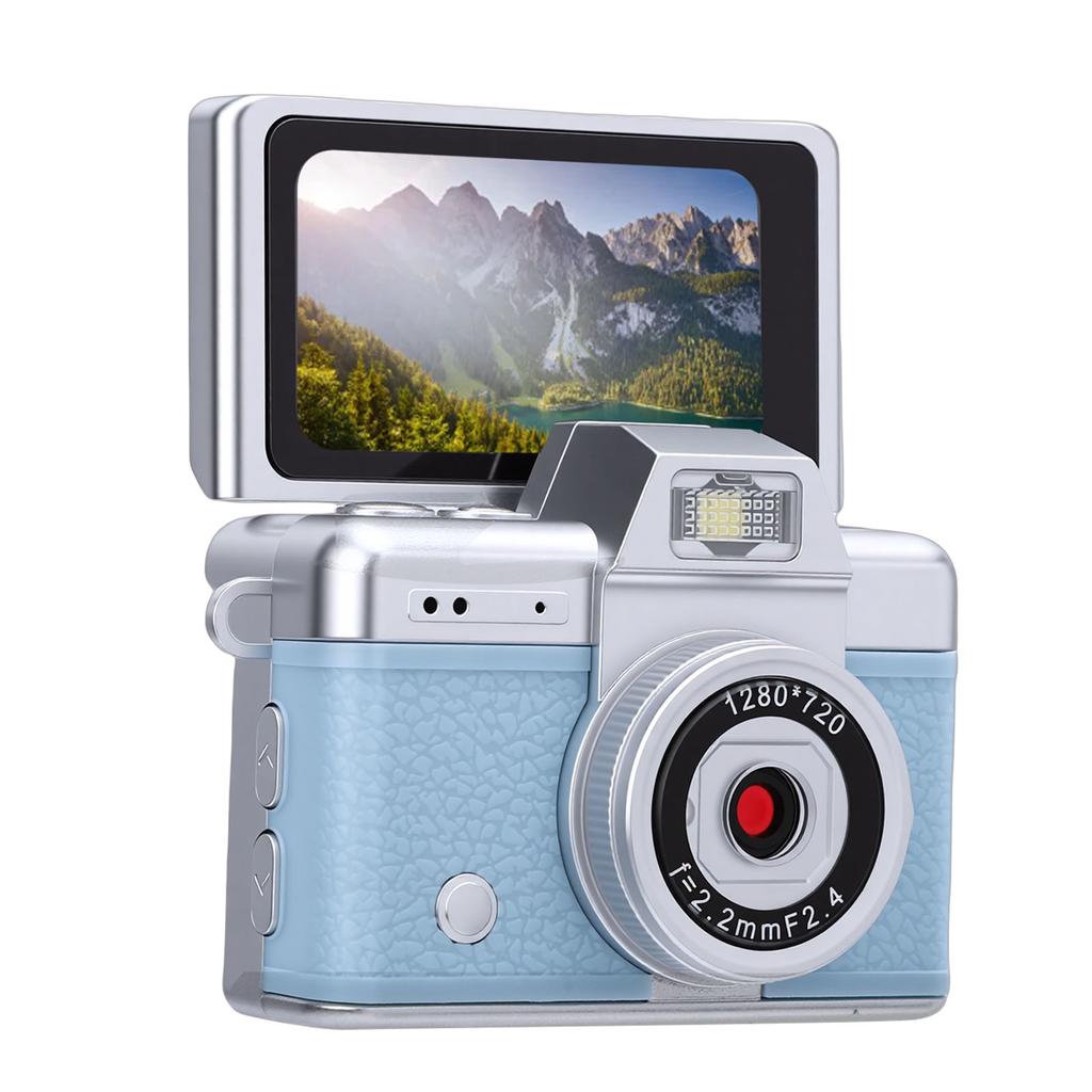 Keychain Camera with Flip Screen 1.47 Inch 720P HD Retro Digital Camera for Teens Students Travel School Blue