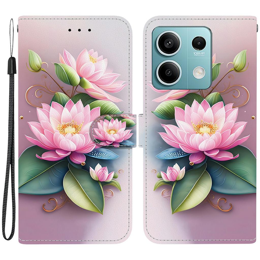 Für Xiaomi Redmi Note 13 5G Hülle Musterdruck Sturzsicher Leder Klapp-Brieftasche Handyhülle mit Lanyard