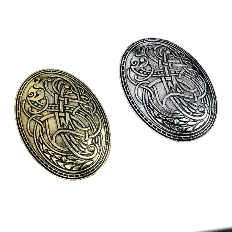 Scandinavian Wolf Carved Rune Brooch Ethnic Style Totems Badge Cosplay Corsage Jewelry Adornment Lapel Pin for Women