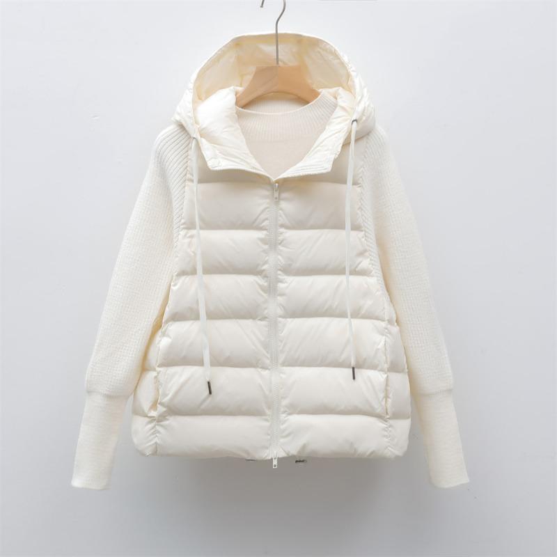 

Feather новая женская флисовая женская одежда 90 с длинными рукавами трикотажные рукава с капюшоном однотонный пуховик простое пальто S